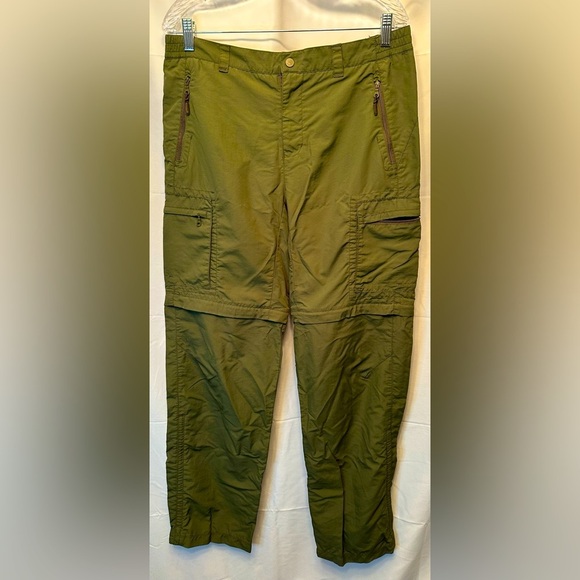 REI Women’s Convertible Pants Green Nylon Cargo Zip Pockets UPF 50 Size 10 Tall - Picture 1 of 11
